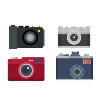 Flat Style Camera Icons Vector Set - Professional Photography Illustrations